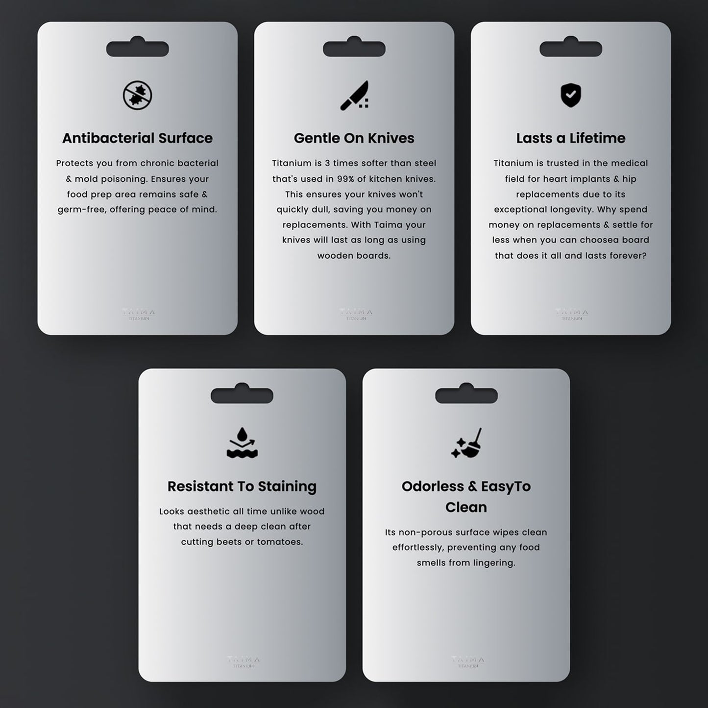 Original Taima™ 100% Pure Titanium Cutting Board + Mat + 5 Exclusive Guides