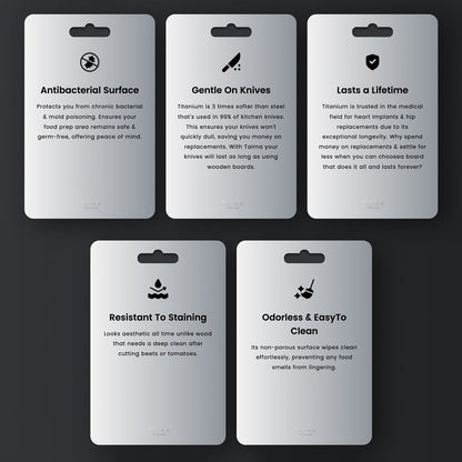 Original Taima™ 100% Pure Titanium Cutting Board + Mat + 5 Exclusive Guides